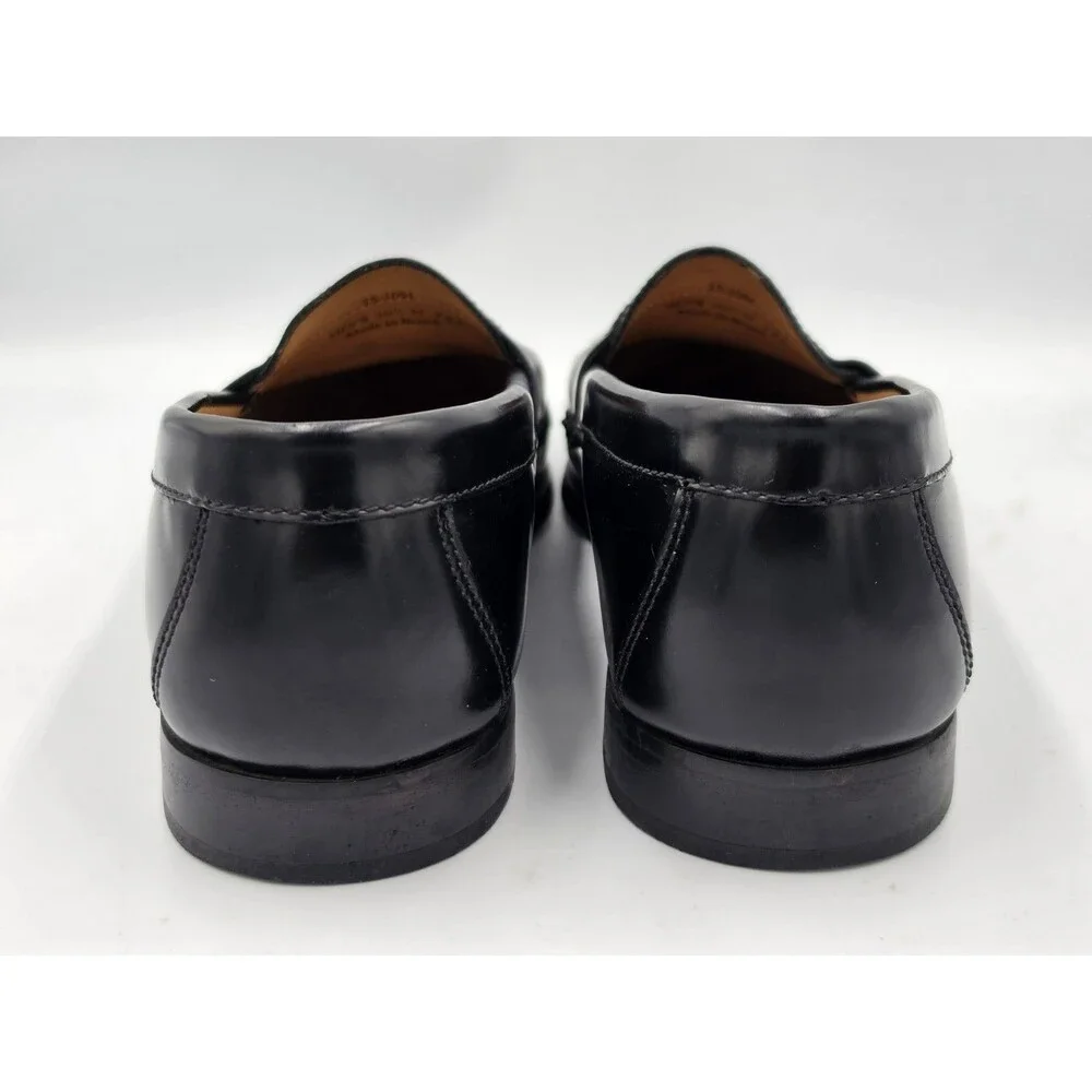 Johnston & Murphy Shoes Men Size 10.5 Black Leather Penny Loafers Slip On Dress